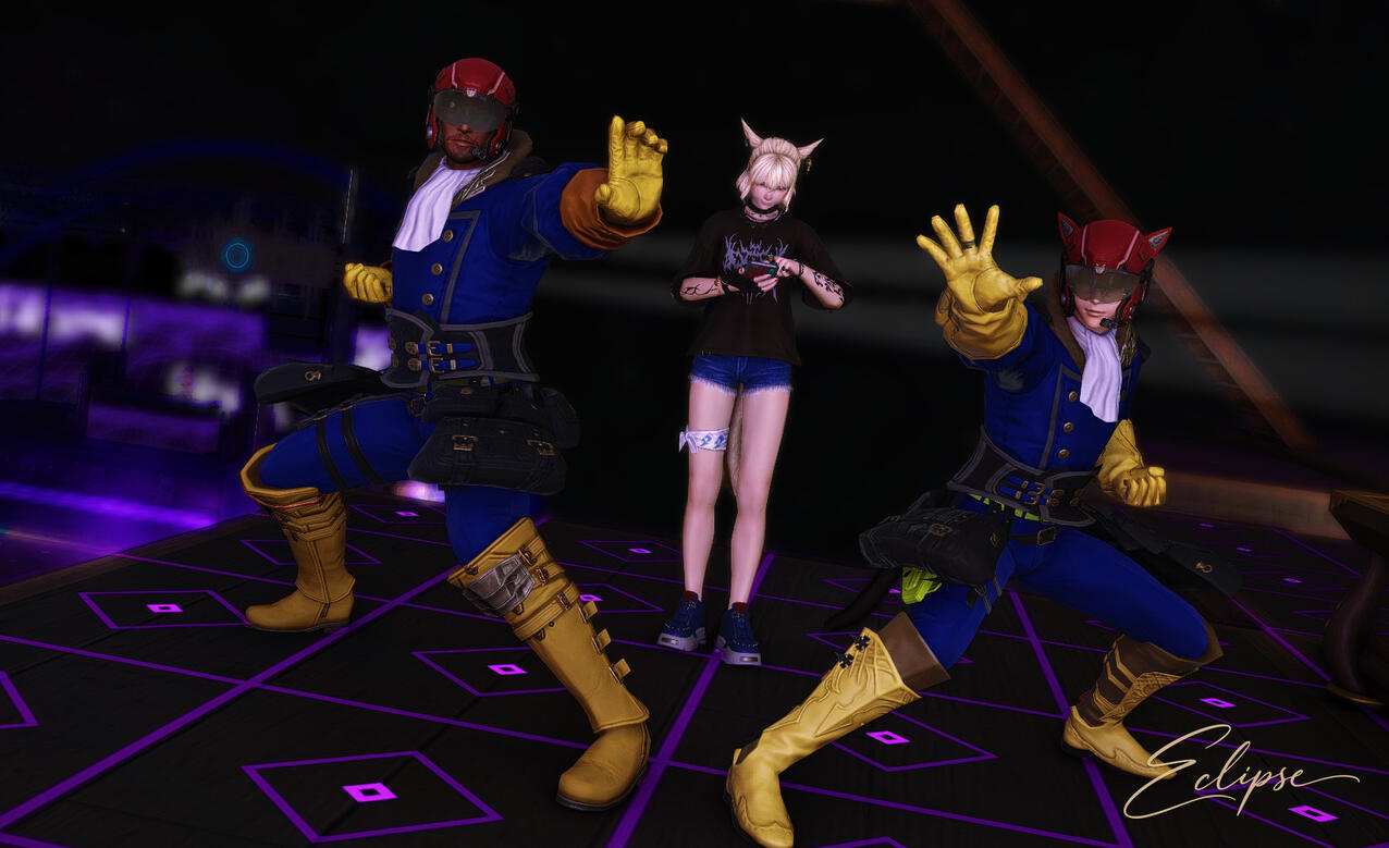 Group dancing in the purple room