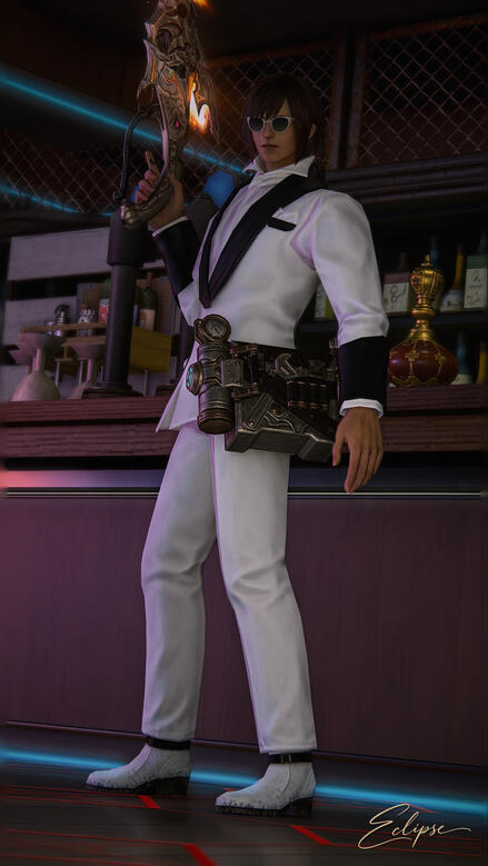 Guest beside the red room bar